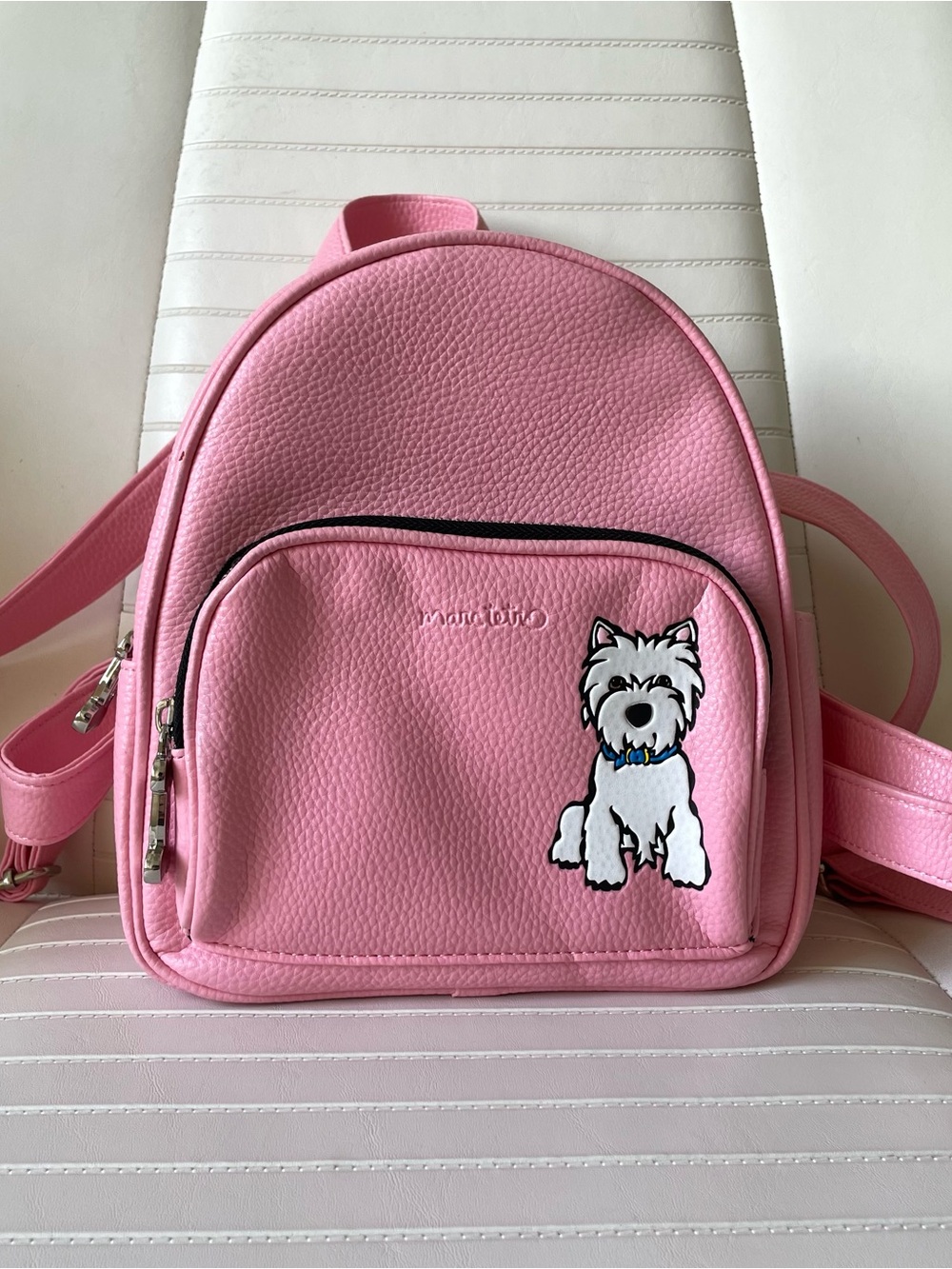 Marc Tetro Pink Mini Backpack Westie Dog Vegan Leather Small Backpack Purse - Picture 5 of 12